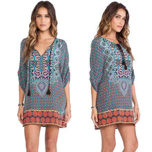 Style Dress African Dashiki Boho Women Casual Baroque Floral Print Chffion Beach Dress Hippie Vestidos robe IMY66