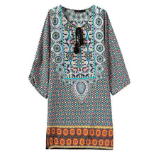 Style Dress African Dashiki Boho Women Casual Baroque Floral Print Chffion Beach Dress Hippie Vestidos robe IMY66