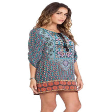 Style Dress African Dashiki Boho Women Casual Baroque Floral Print Chffion Beach Dress Hippie Vestidos robe IMY66