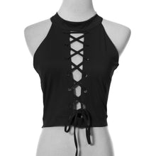Style Women Ladies Sexy Bandage Crop Tops Round Neck Sleeveless Tee Shirt Crop Tops Cropped Tank Tops Blouse IMY66