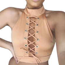 Style Women Ladies Sexy Bandage Crop Tops Round Neck Sleeveless Tee Shirt Crop Tops Cropped Tank Tops Blouse IMY66