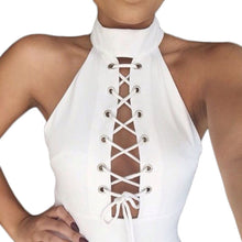 Style Women Ladies Sexy Bandage Crop Tops Round Neck Sleeveless Tee Shirt Crop Tops Cropped Tank Tops Blouse IMY66