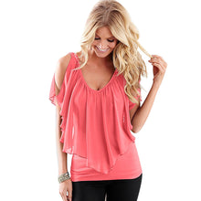 Women Blouse Lady Sexy Off The Shoulder Sleeveless Irregular Chiffon Blouses Shirt Tops Blusas Femininas IMY66