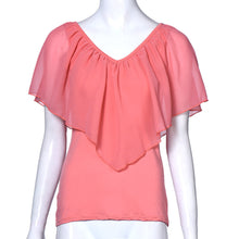 Women Blouse Lady Sexy Off The Shoulder Sleeveless Irregular Chiffon Blouses Shirt Tops Blusas Femininas IMY66