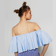 Women Blouse Smock Tops Off Shoulder Cute Brief Ruffles PETITE Structured Bardot Tops Short Blusas Feminino IMY66