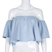 Women Blouse Smock Tops Off Shoulder Cute Brief Ruffles PETITE Structured Bardot Tops Short Blusas Feminino IMY66