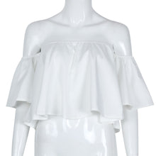 Women Blouse Smock Tops Off Shoulder Cute Brief Ruffles PETITE Structured Bardot Tops Short Blusas Feminino IMY66