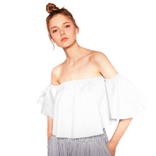 Women Blouse Smock Tops Off Shoulder Cute Brief Ruffles PETITE Structured Bardot Tops Short Blusas Feminino IMY66