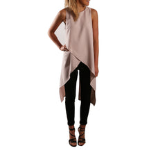 Women Chiffon Blouses Clothing Cross Vest irregular Back Split Long Shirt Dress Casual Tops Big Size IMY66