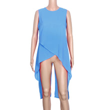 Women Chiffon Blouses Clothing Cross Vest irregular Back Split Long Shirt Dress Casual Tops Big Size IMY66