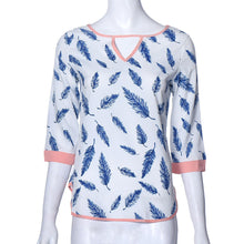 Women Chiffon Blouses Tops Casual Loose Half Sleeve Plume Printed Tee Shirt Blouse blusas y camisas mujer IMY66