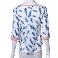Women Chiffon Blouses Tops Casual Loose Half Sleeve Plume Printed Tee Shirt Blouse blusas y camisas mujer IMY66