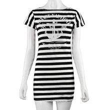 Women Dress Casual Short Sleeve Round Neck Anchors Striped Bodycon Dress vestido de festa robe plus size IMY66