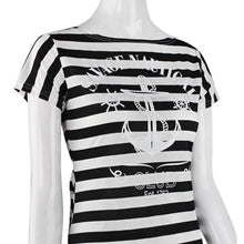 Women Dress Casual Short Sleeve Round Neck Anchors Striped Bodycon Dress vestido de festa robe plus size IMY66