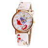 Watches Women Flower Patterns PU Leather Watches Lady Girl Dress Wrist Watches Relogio Analog Quartz Watch Clock IMY66