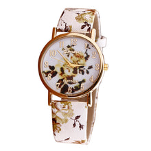 Watches Women Flower Patterns PU Leather Watches Lady Girl Dress Wrist Watches Relogio Analog Quartz Watch Clock IMY66