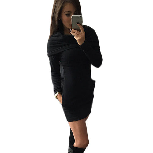 Women Dress Cotton Long Sleeve Hooded Casual Women Dress Elegant Sexy Bodycon Bandage Women Clothing IMY66