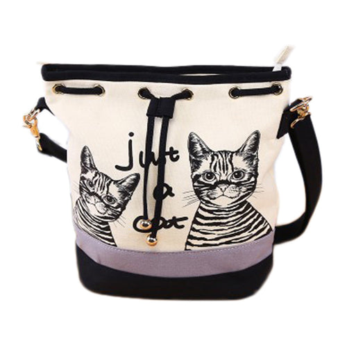 Women Bags Spanish Canvas Bucket Bag Handbag Retro Canvas Women Shoulder Bag Vintage Print Cat Bags Female IMY66