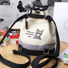Women Bags Spanish Canvas Bucket Bag Handbag Retro Canvas Women Shoulder Bag Vintage Print Cat Bags Female IMY66