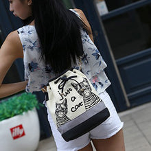 Women Bags Spanish Canvas Bucket Bag Handbag Retro Canvas Women Shoulder Bag Vintage Print Cat Bags Female IMY66