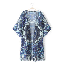 Women Chiffon Blouses Plus Sizes Floral Cardigan Women Tops Batwing Blouse Kimono Cardigan Chemise Femme Cover Up IMY66