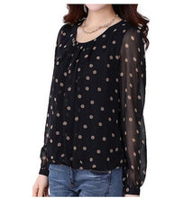 Women Chiffon Blouses Polka Dot Long Sleeve Loose Pullover Shirts Tops Blouses blusas y camisas mujer plus size IMY66