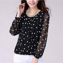 Women Chiffon Blouses Polka Dot Long Sleeve Loose Pullover Shirts Tops Blouses blusas y camisas mujer plus size IMY66