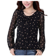 Women Chiffon Blouses Polka Dot Long Sleeve Loose Pullover Shirts Tops Blouses blusas y camisas mujer plus size IMY66