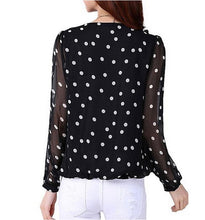 Women Chiffon Blouses Polka Dot Long Sleeve Loose Pullover Shirts Tops Blouses blusas y camisas mujer plus size IMY66