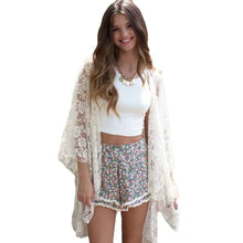 Women Elegant Blouses Boho Lace Loose Chiffon Hollow Beach Shirt Cardigan Sunscreen Tops Cover Up Outwear blusas IMY66
