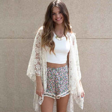 Women Elegant Blouses Boho Lace Loose Chiffon Hollow Beach Shirt Cardigan Sunscreen Tops Cover Up Outwear blusas IMY66