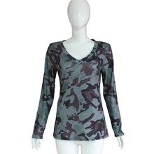 Women Long Sleeve T-Shirts Clothing Sexy V-neck Camouflage Print Slim Casual Tee Shirt femme camiseta mujer IMY66