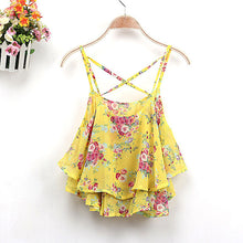 Women Clothing Spaghetti Strap Tank Tops Floral Print Chiffon Shirt Vest Blouses Crop Tops blusas feminina IMY66