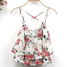 Women Clothing Spaghetti Strap Tank Tops Floral Print Chiffon Shirt Vest Blouses Crop Tops blusas feminina IMY66