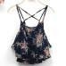 Women Clothing Spaghetti Strap Tank Tops Floral Print Chiffon Shirt Vest Blouses Crop Tops blusas feminina IMY66