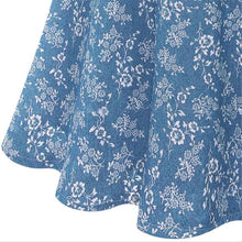 Women Denim Dress Lapel Sleeveless Casual Slim Flower Printed Denim Dress robe vestido de festa IMY66