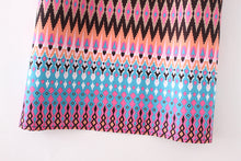 Women Dress Boho Vintage Baroque Hippie Ethnic Totem Geometric Print Contrast Tie Neck Shift Dress vestidos IMY66