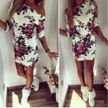 Women Dress Sexy Off Shoulder Printing Dress Tunic Bodycon Sheath Dresses Robe vestidos de festa IMY66