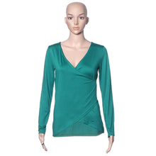 camisetas mujer Women Sexy V Neck Wrap Bodycon T-Shirt Punk Casual Long Sleeve Slim Tops Women Tee Shirt ropa mujer IMY66