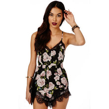 macacao feminino Sexy Lace Halter V Neck Floral Playsuit Shorts Rompers Womens Bodysuit Overall Jumpsuits IMY66