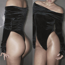 Sexy Bodysuit Solid Velvet Keep Warm Long Sleeve Slash Neck Sexy Off Shoulder Rompers Womens Tees IMY66