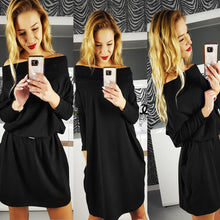 Dress For Women Solid Sexy Off Shouler Long Sleeve Loose Dress Party Mini Dress vestidos femininos IMY66