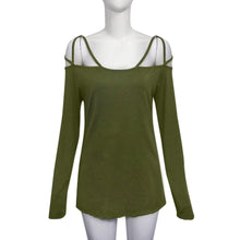 T-Shirts For Women Sexy Off Shoulder Strap Long Sleeve Casual Tee Shirt Tops femme camisetas y tops IMY66