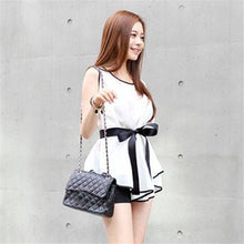 25016 Sexy Cute Sweet Slim Fit Lady Chiffon Sleeveless Dress Blouse With Belt Blusas Feminina Plus Size IMY66