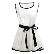 25016 Sexy Cute Sweet Slim Fit Lady Chiffon Sleeveless Dress Blouse With Belt Blusas Feminina Plus Size IMY66