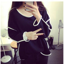 3 Colors Women Simple Look Casual Loose Geometry Pullover Shirt Long Sleeve Top Shirts Blouse IMY66