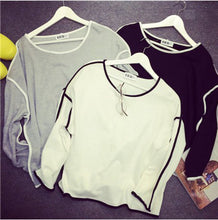 3 Colors Women Simple Look Casual Loose Geometry Pullover Shirt Long Sleeve Top Shirts Blouse IMY66