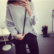 3 Colors Women Simple Look Casual Loose Geometry Pullover Shirt Long Sleeve Top Shirts Blouse IMY66