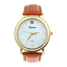 3 Colors Unisex Luxury Women Man Faux PU Leather Band Casual Style Gold Plated Analog Quartz Dial Watch IMY66