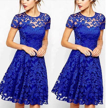 3 Colors Women Dress Ladies Short Sleeve Bodycon evening Elegant Black\Blue\Red Crochet Lace Dresses IMY66
